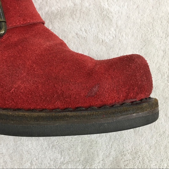 JEFFREY CAMPBELL Red Suede Booties boots buckles - Picture 11 of 16